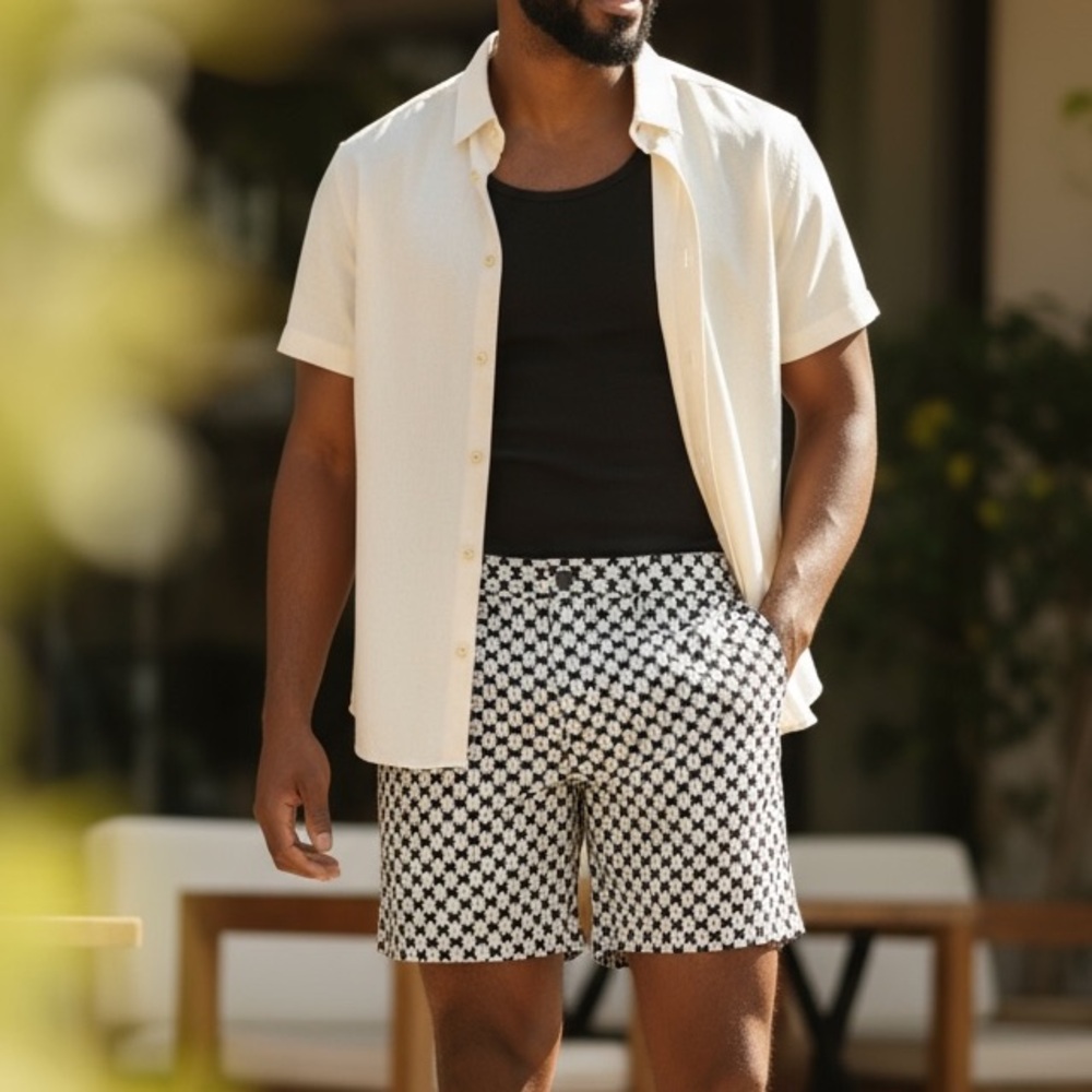 Merona Black and White Checkered Men's Shorts